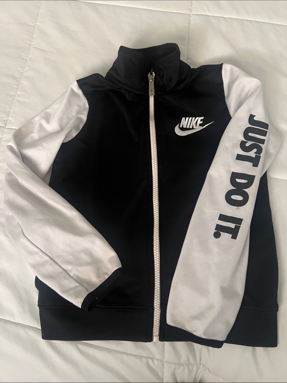 Nike Black & White Zip-Front Kids Track Jacket